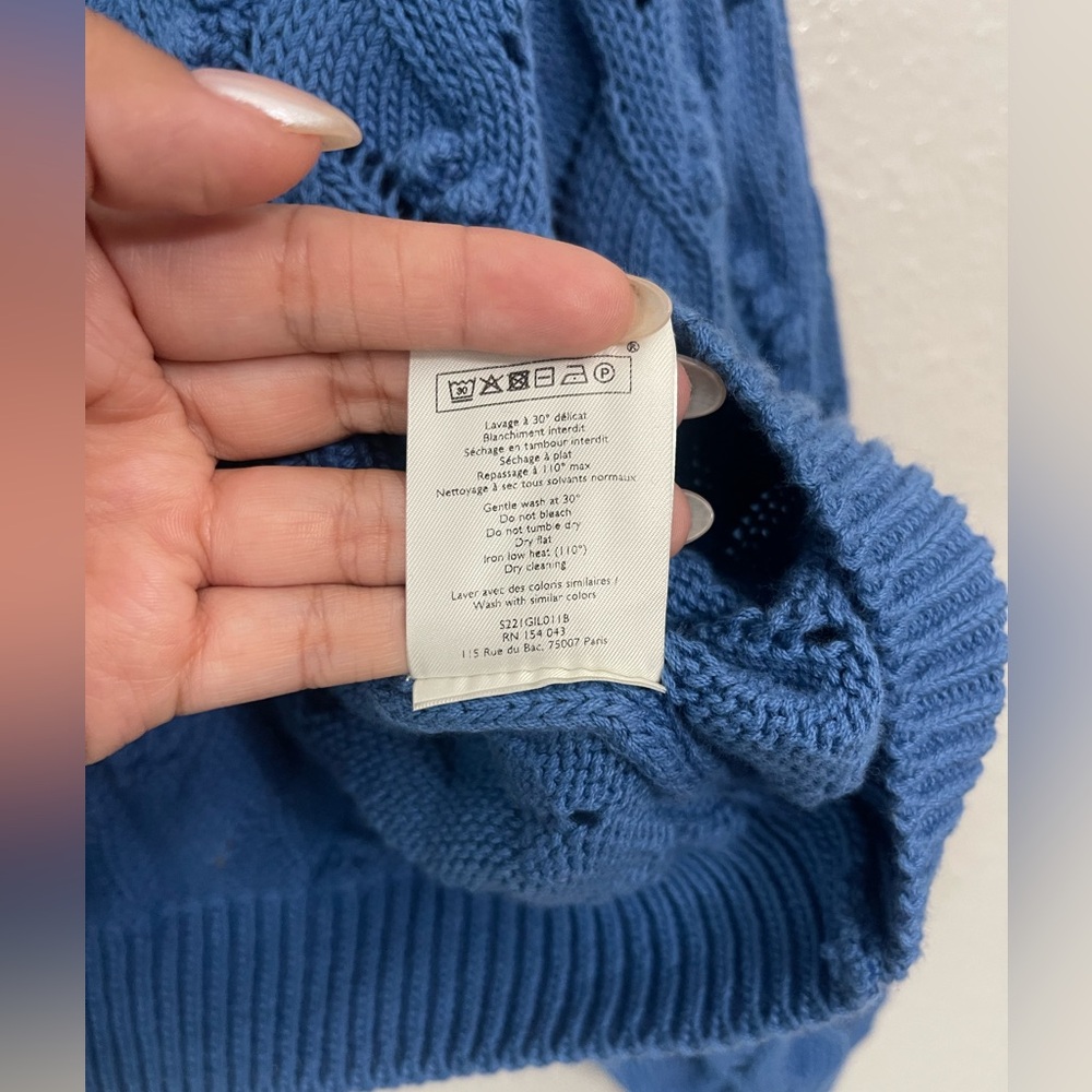 Sezane Blue Textured Knit Cardigan - Picture 7 of 10
